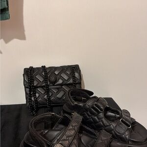 Kurt Geiger Black Quilted Sandals and Bag